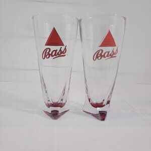 Bass Ale Red Triangle Bottom Signature 16 Oz Pint Beer Glass – Set of 2 Glasses
